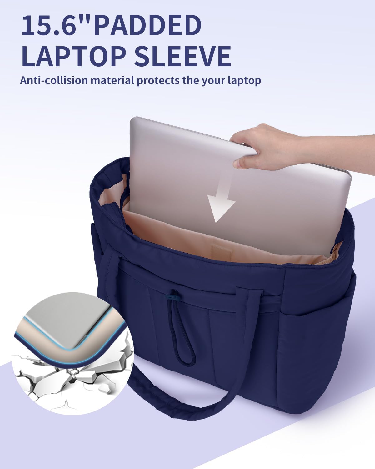 Quilted Puffer Tote with Tumbler Holder and Laptop Sleeve