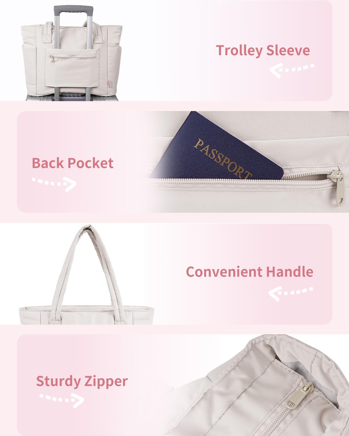 Quilted Puffer Tote with Tumbler Holder and Laptop Sleeve