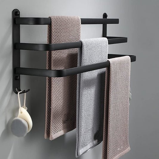 Wall-Mounted Aluminium Towel Rack with Swing Bars