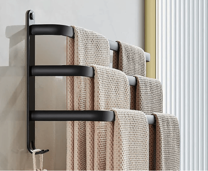 Wall-Mounted Aluminium Towel Rack with Swing Bars