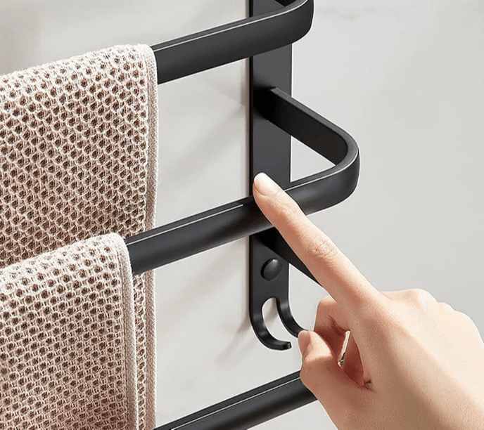 Wall-Mounted Aluminium Towel Rack with Swing Bars