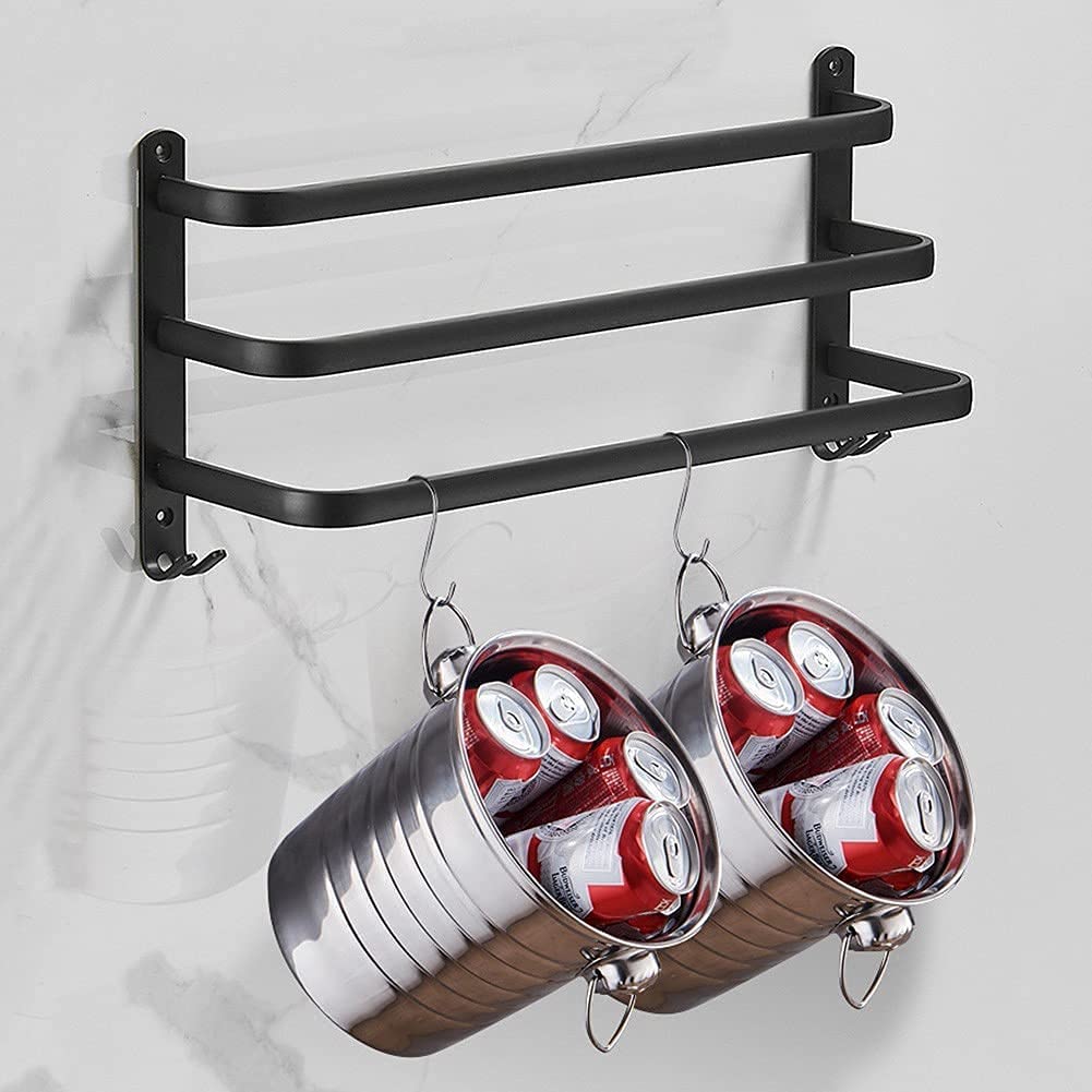 Wall-Mounted Aluminium Towel Rack with Swing Bars