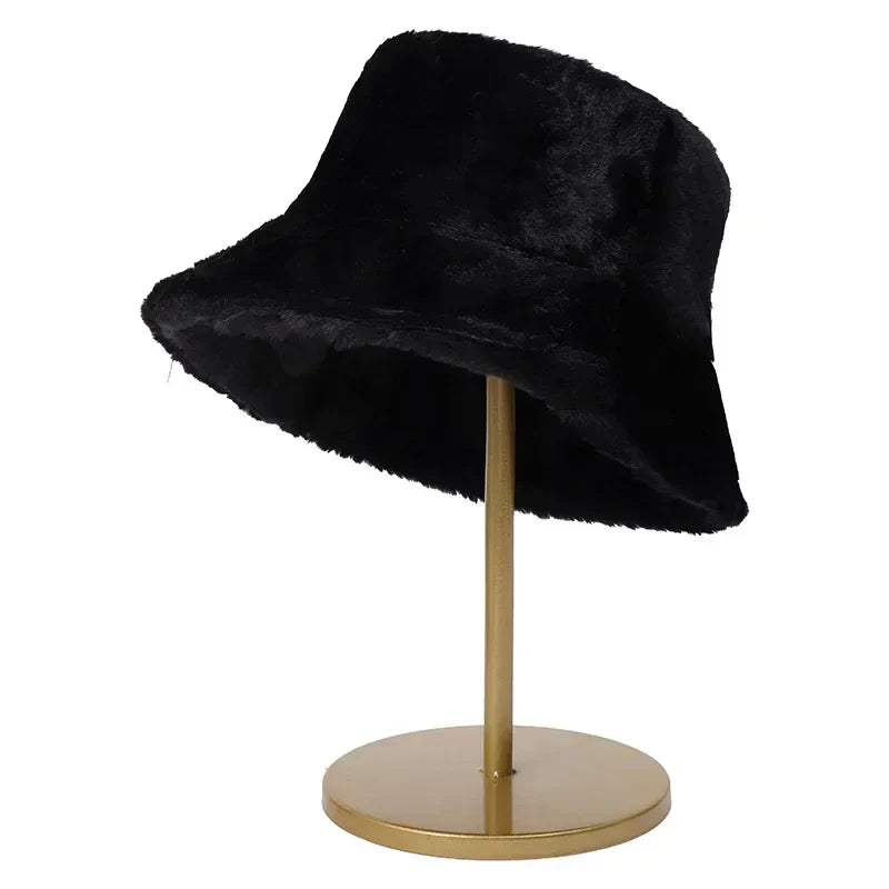 Rabbit Fur Bucket Hat for Women - Warm Autumn Style