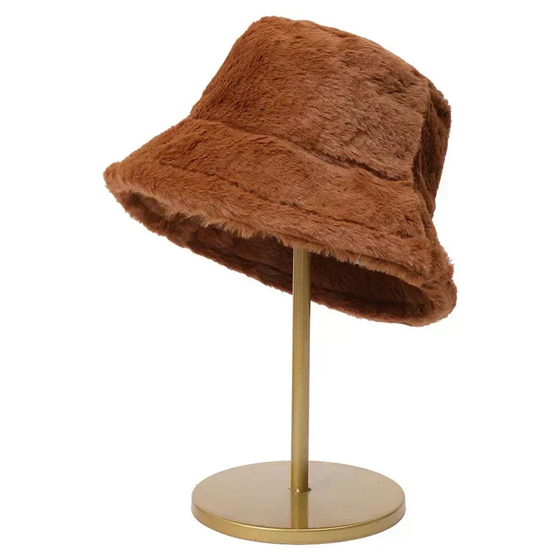 Rabbit Fur Bucket Hat for Women - Warm Autumn Style