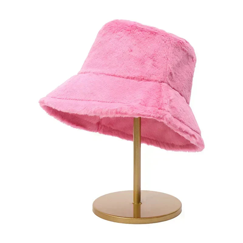 Rabbit Fur Bucket Hat for Women - Warm Autumn Style