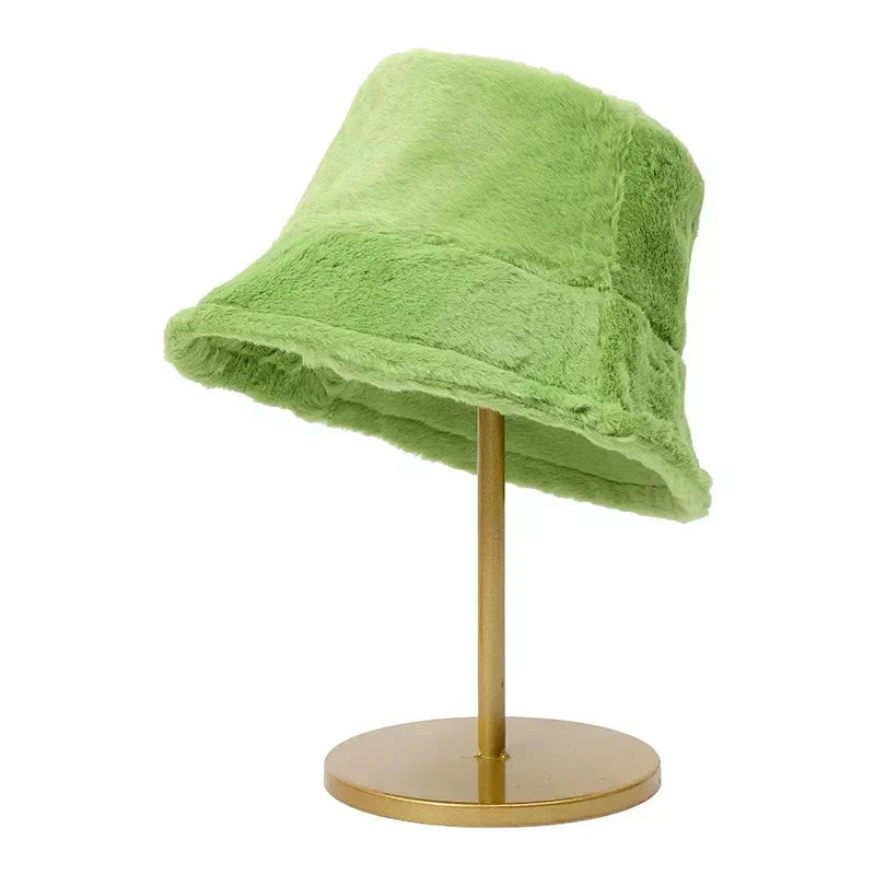 Rabbit Fur Bucket Hat for Women - Warm Autumn Style