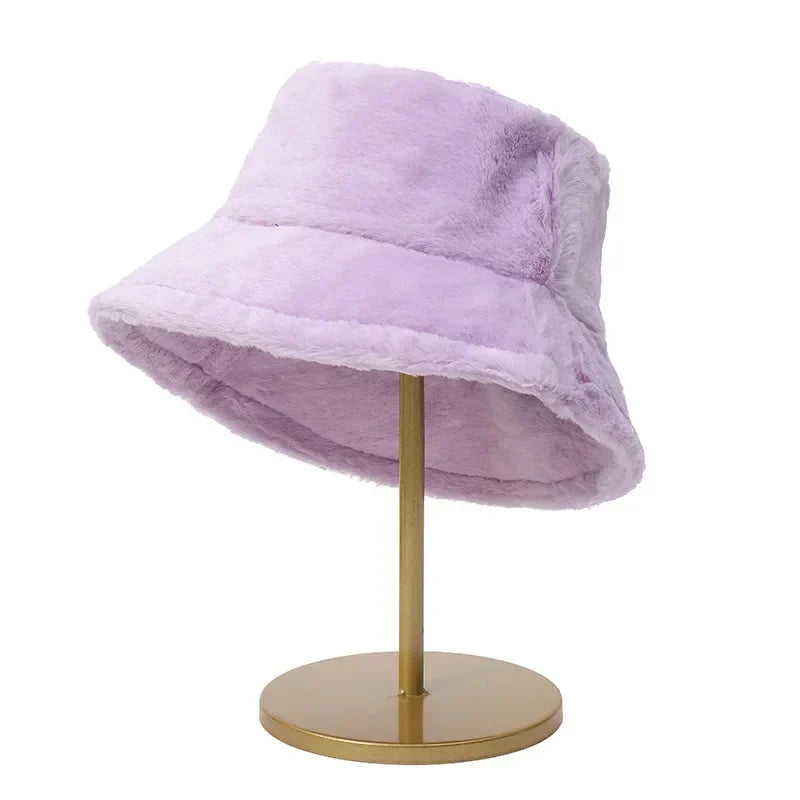 Rabbit Fur Bucket Hat for Women - Warm Autumn Style