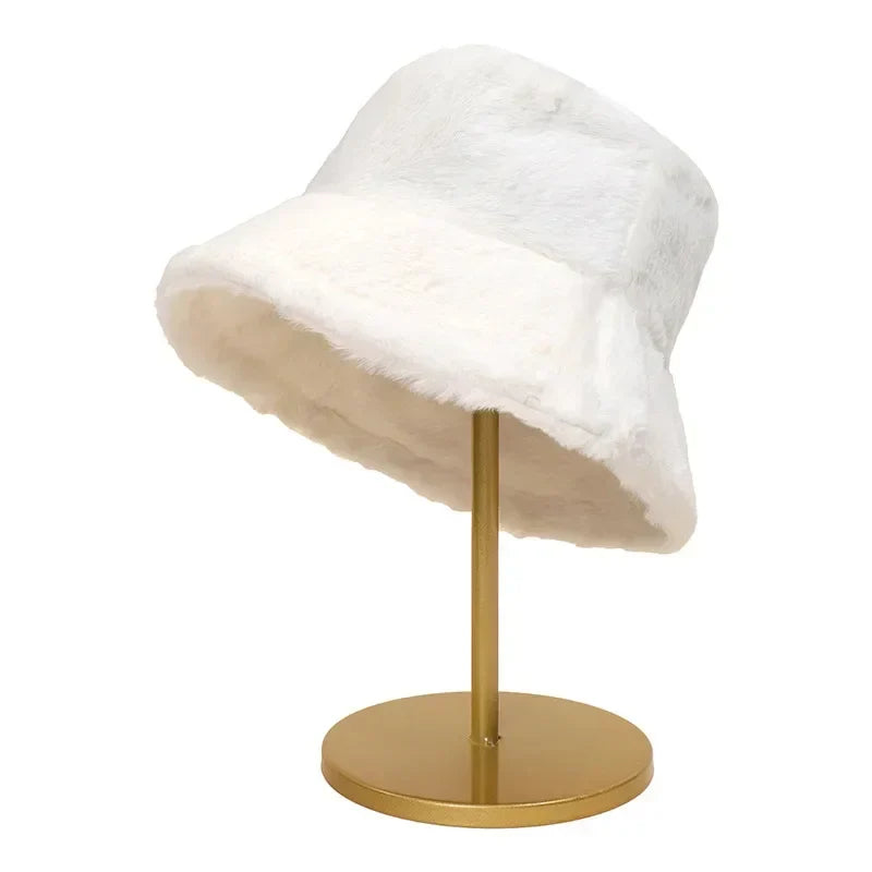 Rabbit Fur Bucket Hat for Women - Warm Autumn Style