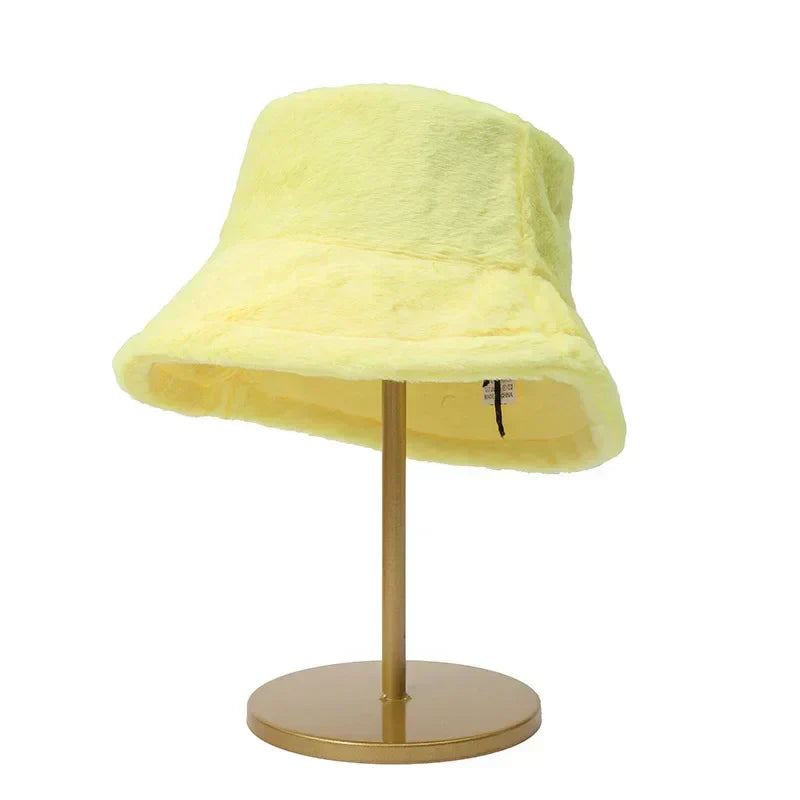 Rabbit Fur Bucket Hat for Women - Warm Autumn Style