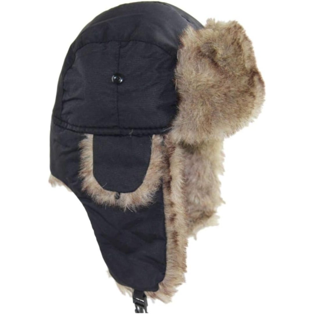 Warm Windproof Trapper Hat with Faux Fur Lining