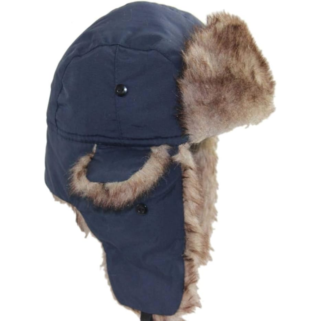 Warm Windproof Trapper Hat with Faux Fur Lining