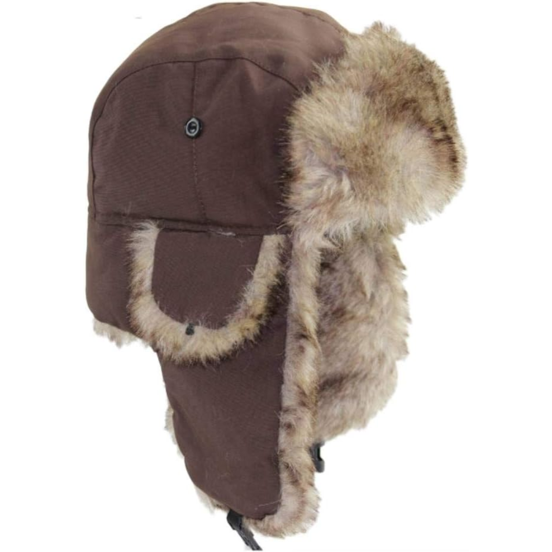 Warm Windproof Trapper Hat with Faux Fur Lining
