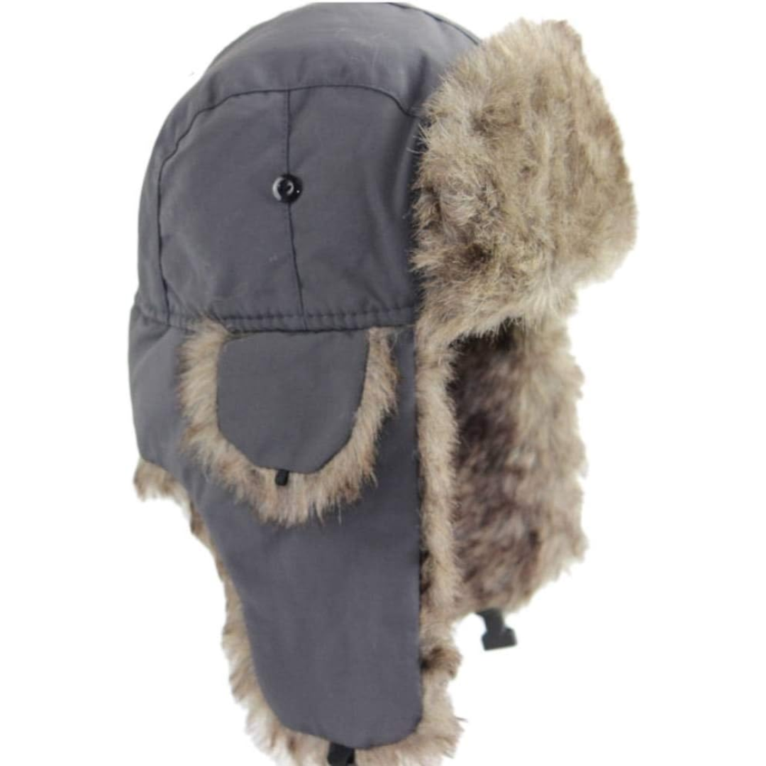 Warm Windproof Trapper Hat with Faux Fur Lining