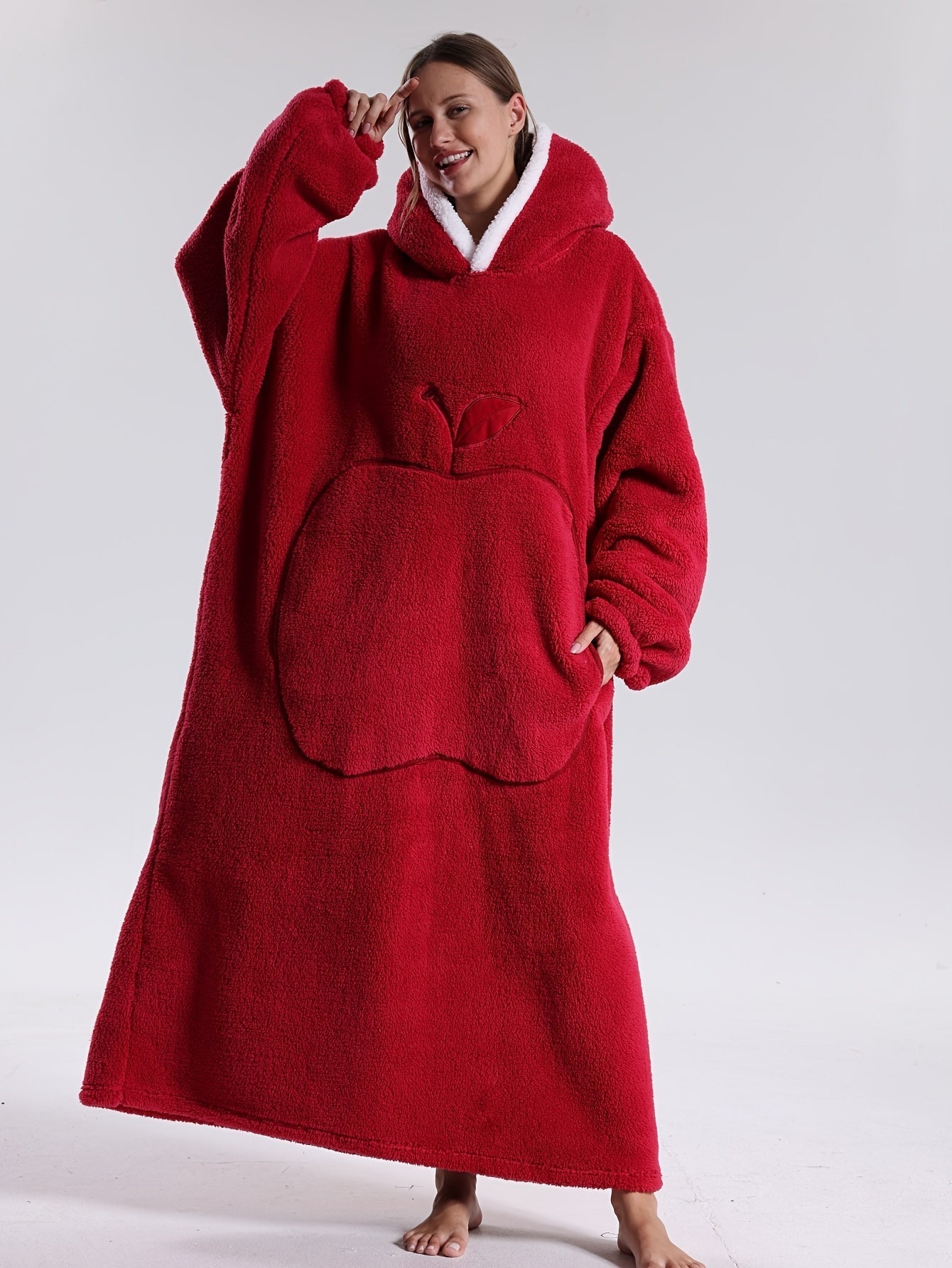 Cozy Wearable Hoodie Blanket with Sleeves and Pocket