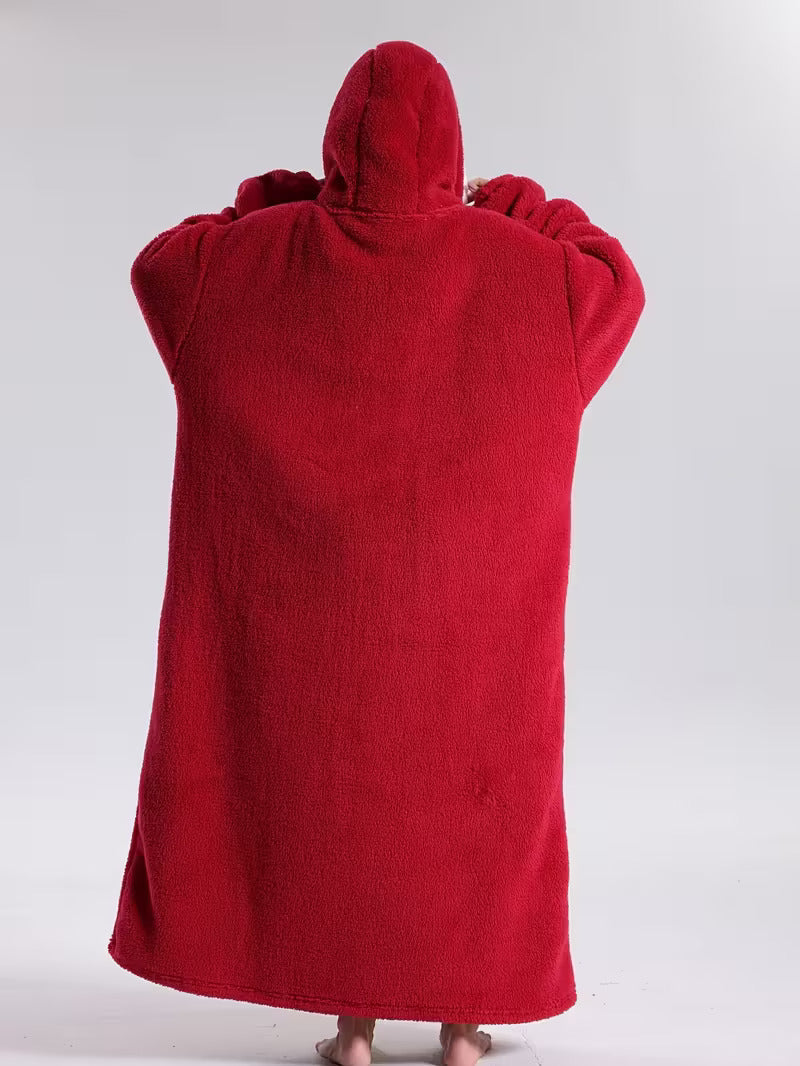 Cozy Wearable Hoodie Blanket with Sleeves and Pocket