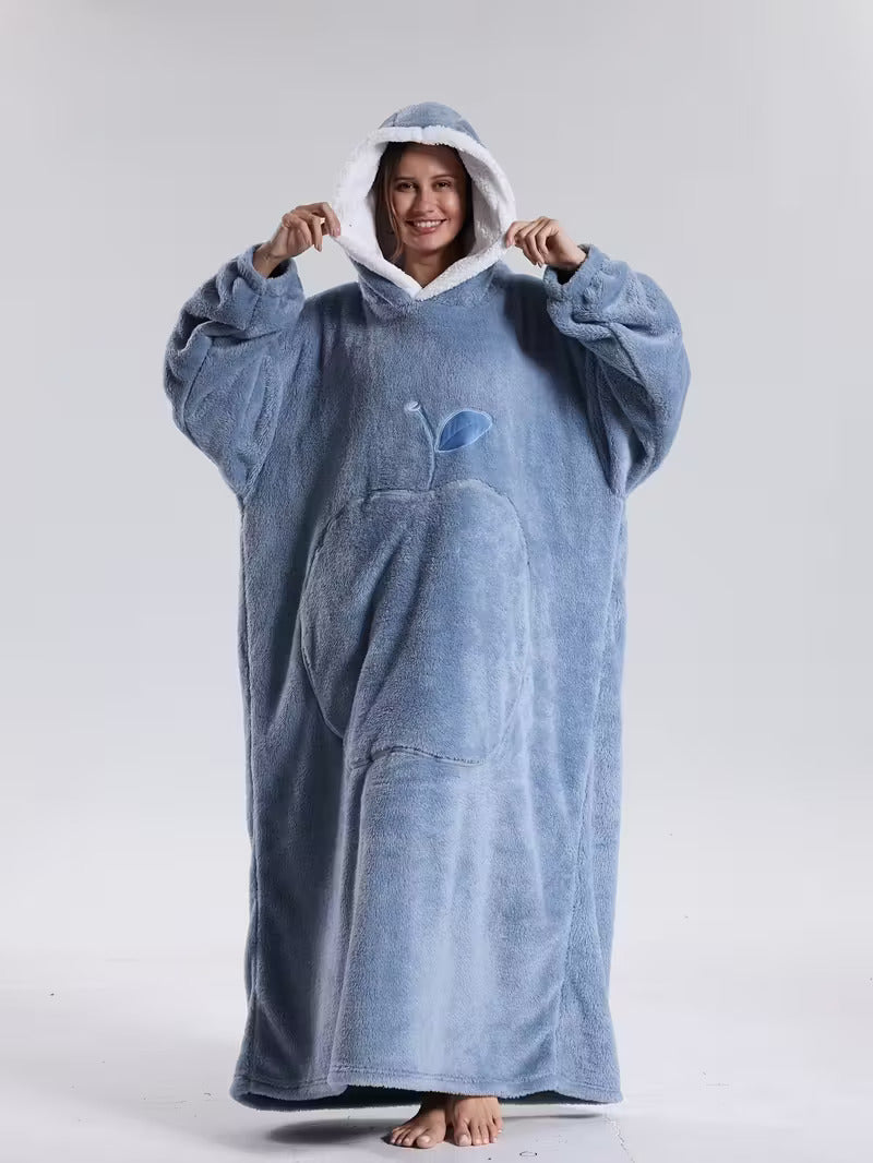 Cozy Wearable Hoodie Blanket with Sleeves and Pocket