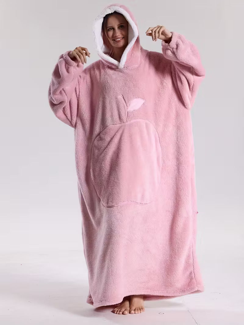 Cozy Wearable Hoodie Blanket with Sleeves and Pocket