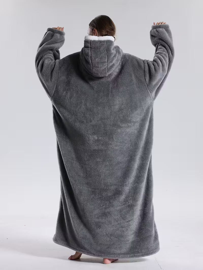Cozy Wearable Hoodie Blanket with Sleeves and Pocket