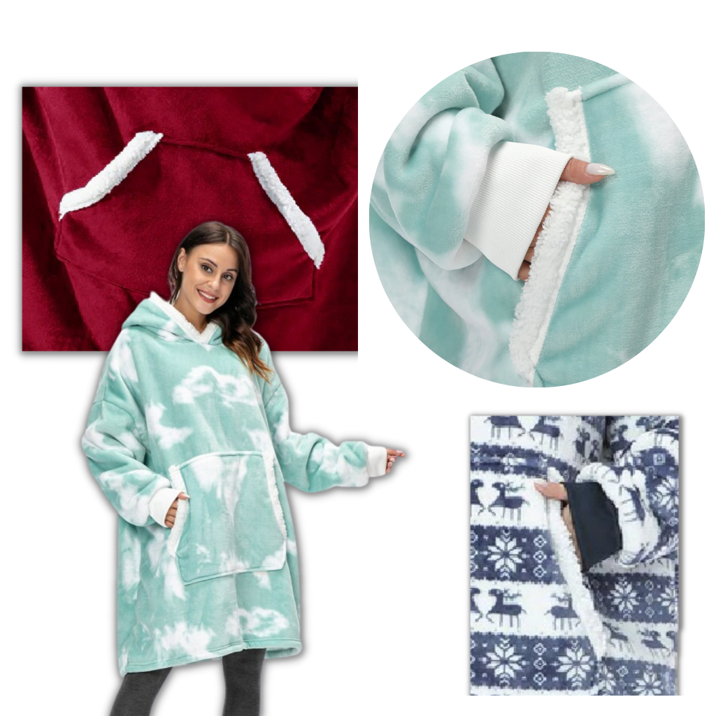 Cozy Oversized Blanket Hoodie with Sherpa Fleece Lining