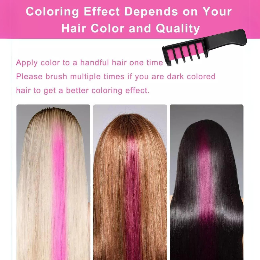 Washable Hair Chalk Comb for Vibrant Temporary Color