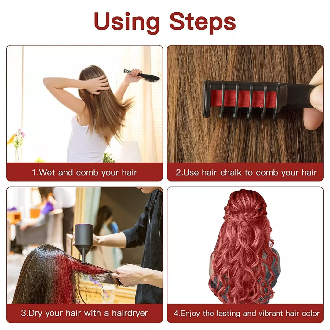 Washable Hair Chalk Comb for Vibrant Temporary Color