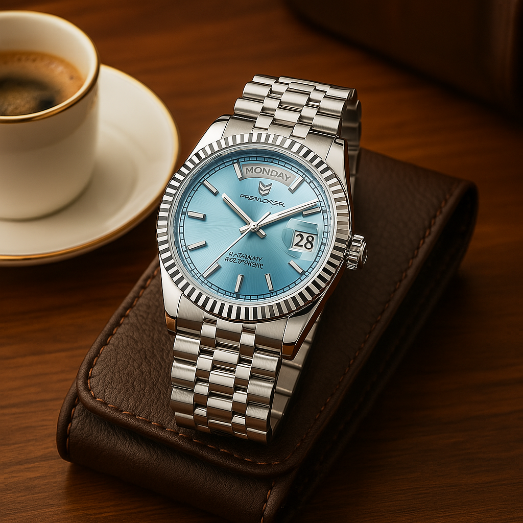 Men's Stainless Steel Automatic Watch with Calendar and Luminous Hands