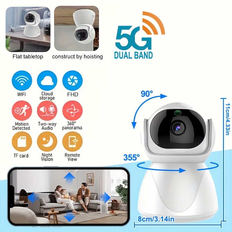 1080p HD Indoor Wi-Fi Security Camera with USB Power and Sound Tracking
