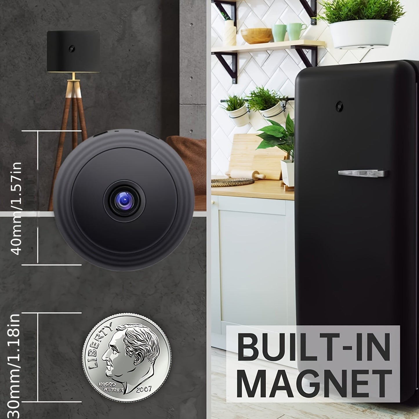 Wireless Portable Surveillance Camera with Rechargeable Battery