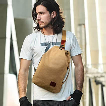 Water-Resistant Canvas Crossbody Bag with Anti-Theft Pocket