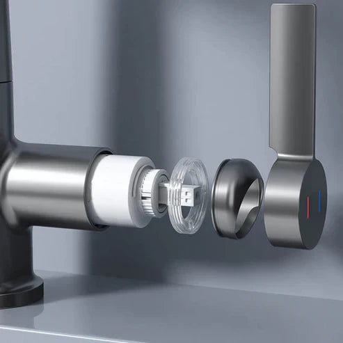 Flexible Kitchen and Bathroom Faucet with LED Temperature Display and Retractable Hose