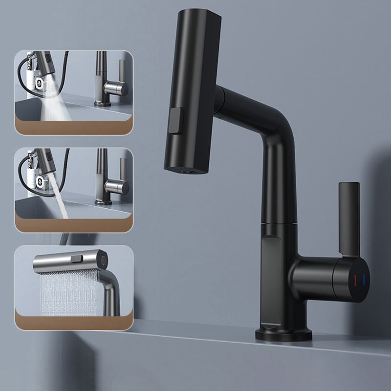 Flexible Kitchen and Bathroom Faucet with LED Temperature Display and Retractable Hose