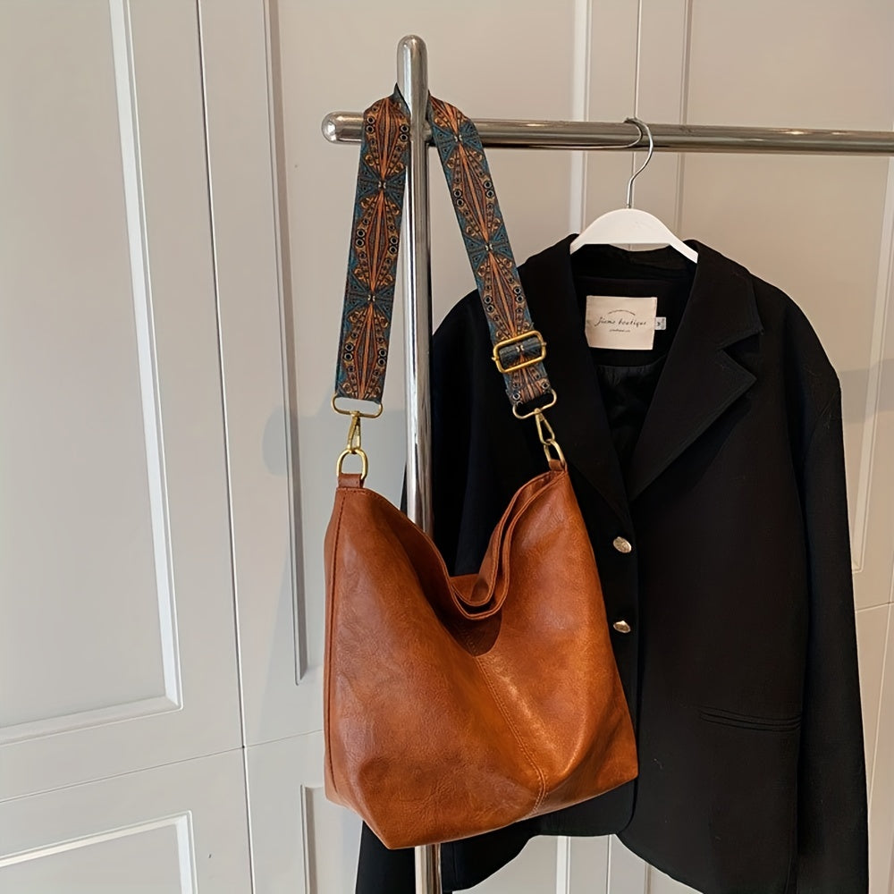Waterproof Leather Handbag with Geometric Print