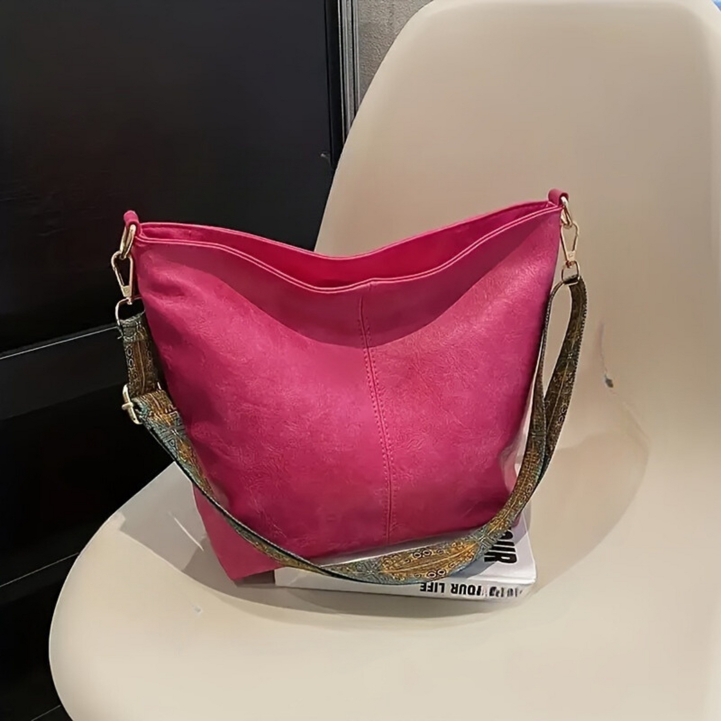 Waterproof Leather Handbag with Geometric Print