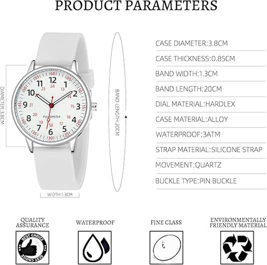 Waterproof Analogue Nurse Watch with Silicone Strap