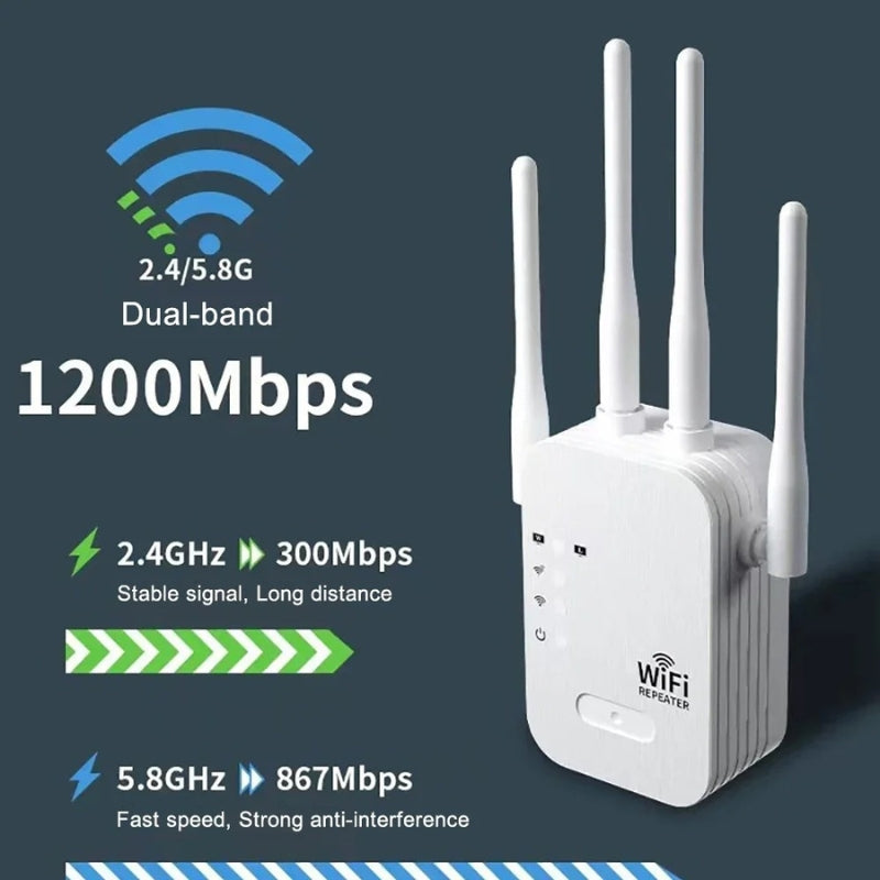 Dual-Band WiFi Repeater for Whole Home Coverage