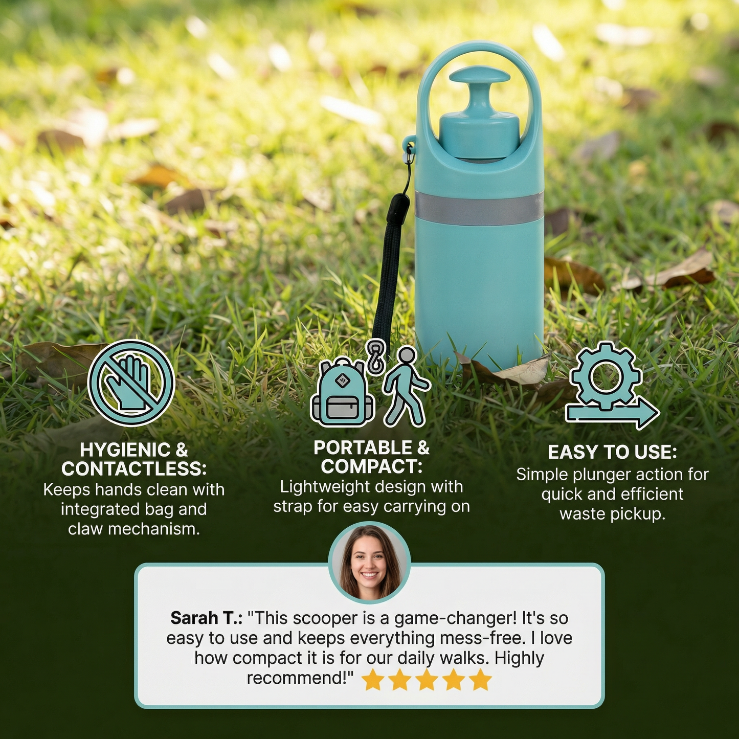 Portable Dog Poop Scooper with Waste Bags for Easy Cleanup