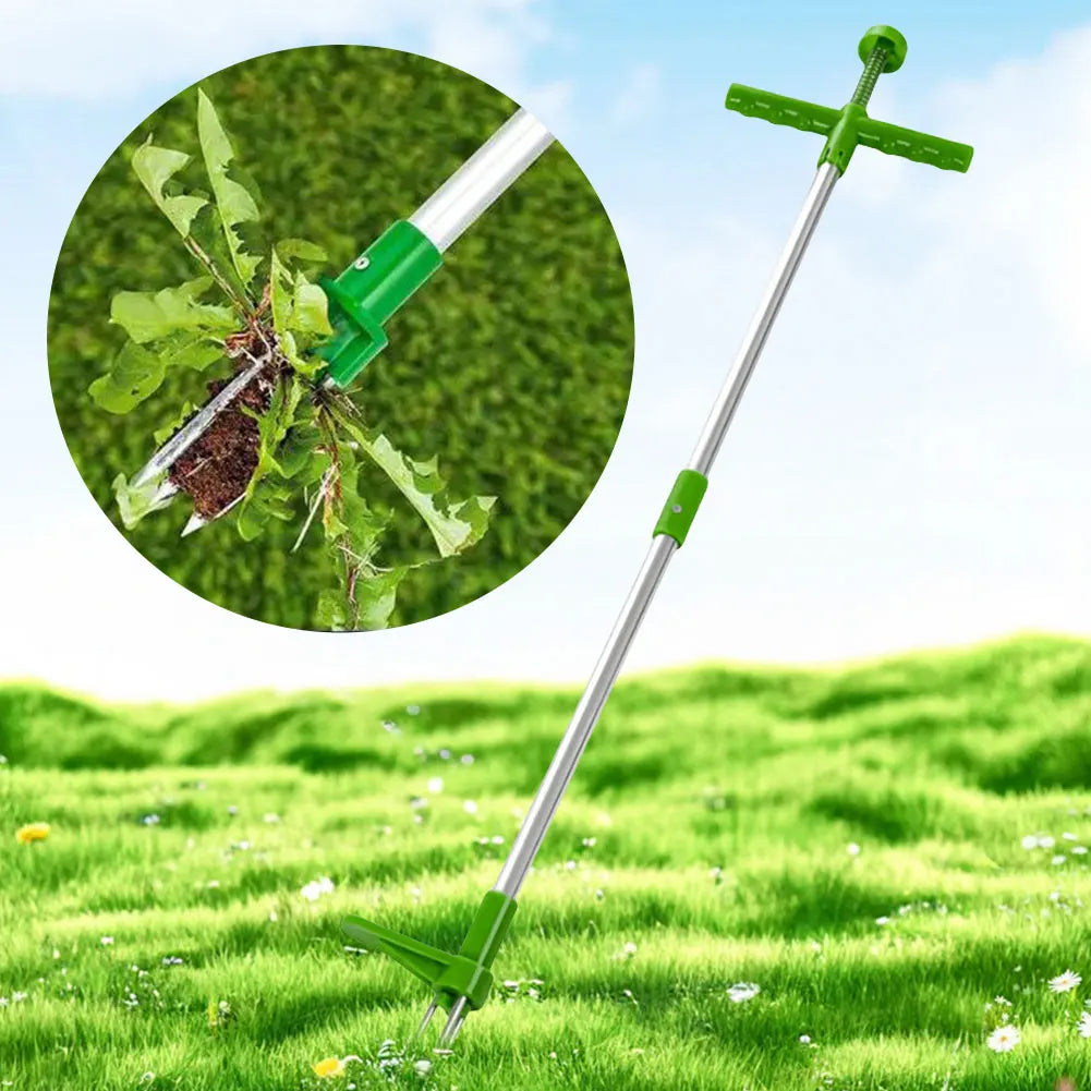 Long-Handled Weed Remover with Foot Pedal and 3-Claw Design