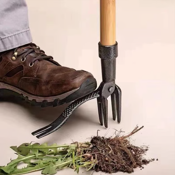 Standing Weed Remover with Five-Pronged Steel Head