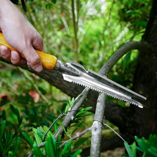 5-in-1 Stainless Steel Weeder with Beechwood Handle