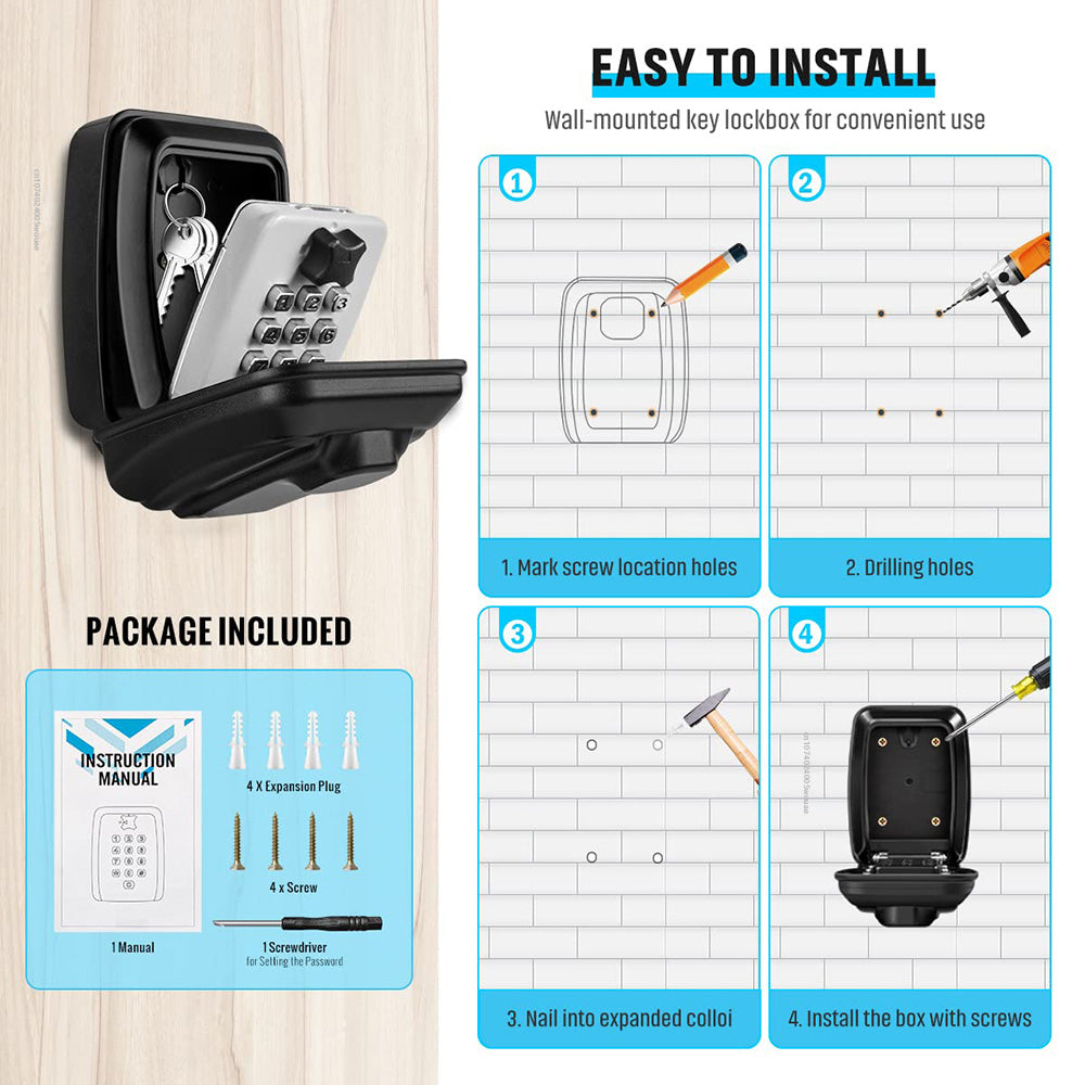 Waterproof Digital Lock Key Box for Outdoor Storage