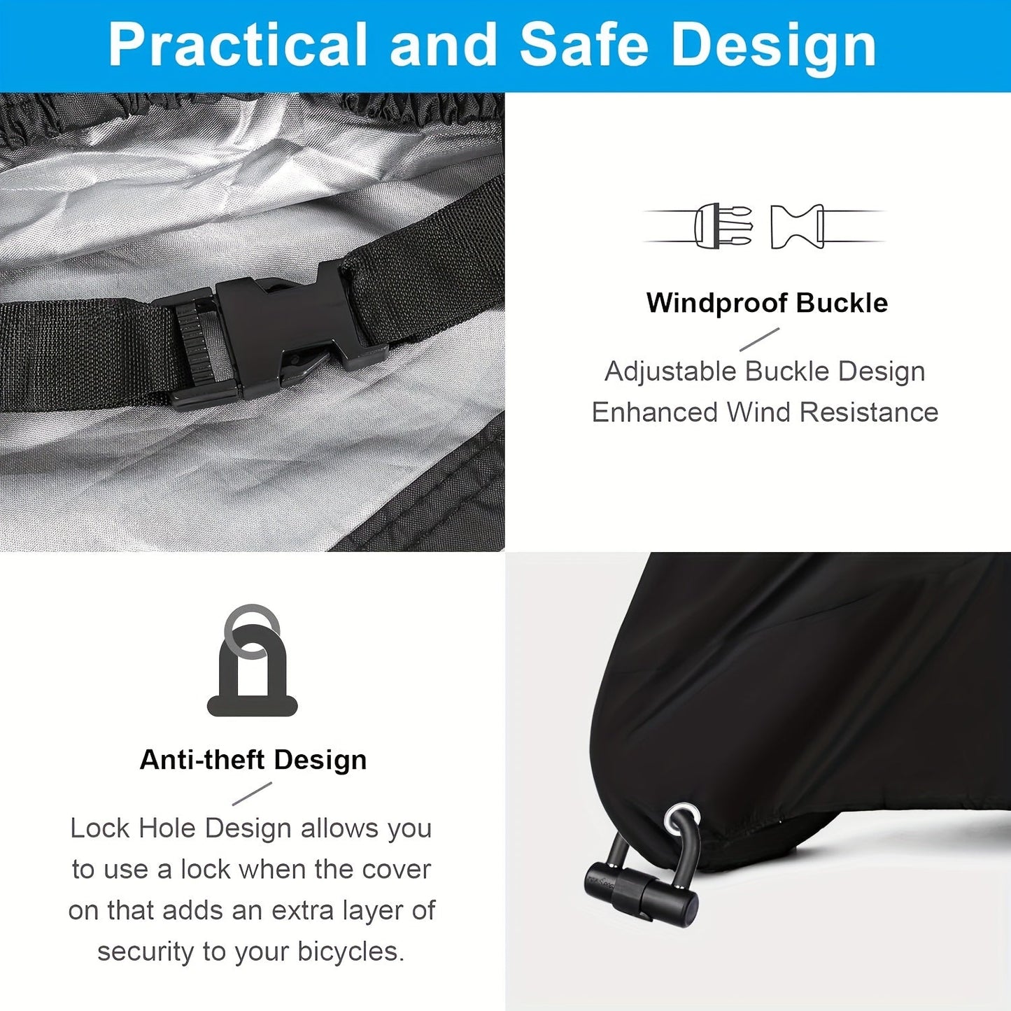 Durable Waterproof Bicycle Cover in Black 100% Polyester