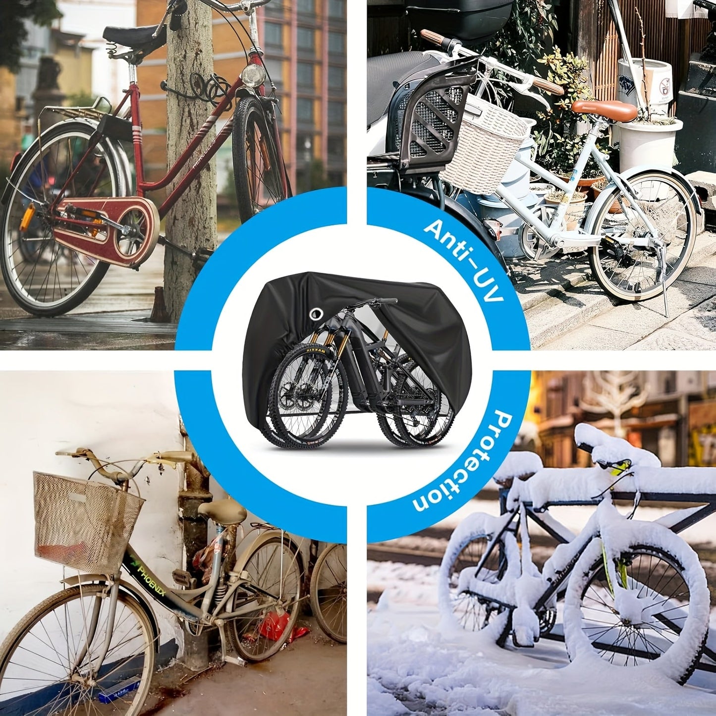 Durable Waterproof Bicycle Cover in Black 100% Polyester