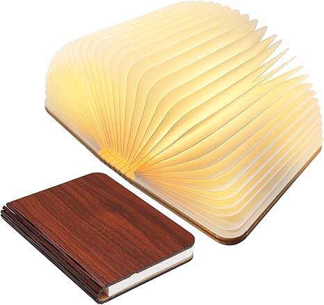 Foldable LED Book Light with Wood-Like Cover