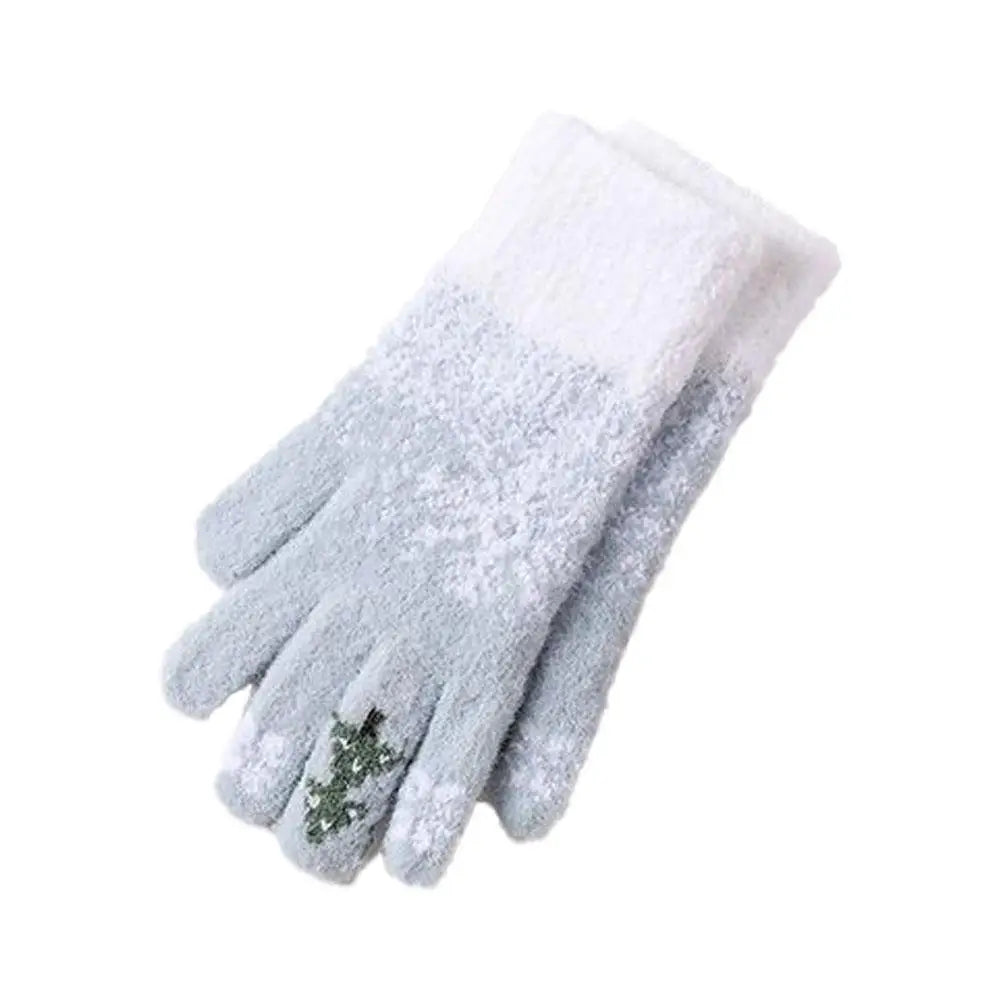 Fleece Lined Convertible Fingerless Gloves with Festive Design
