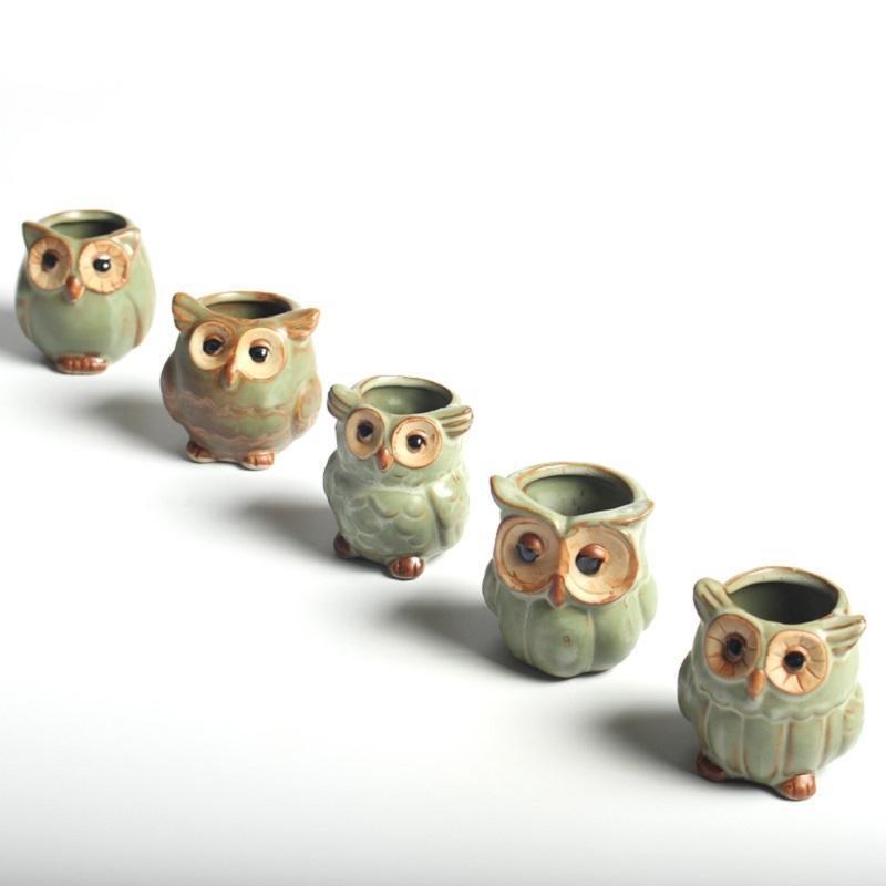 Ceramic Owl Flower Pot Set with Imaginative Designs