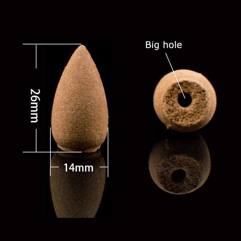 Backflow Incense Cones Glass Bottle - 60 Pure Essential Oil Scents