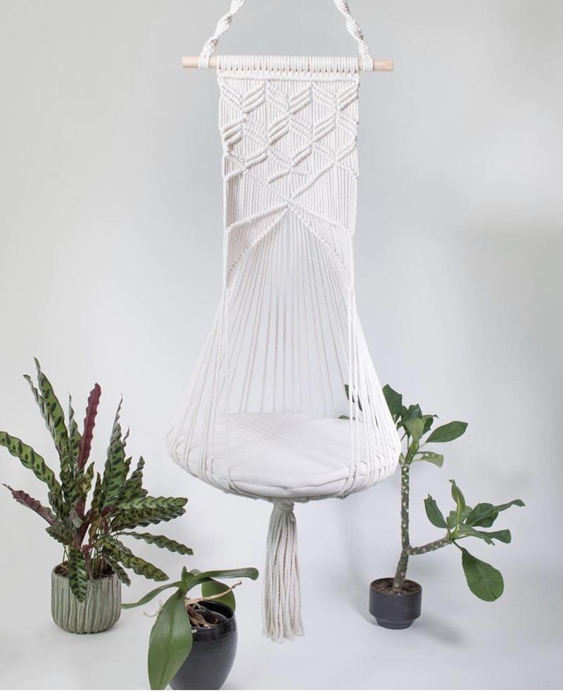 Handcrafted Macrame Cat Bed in White Cotton Rope
