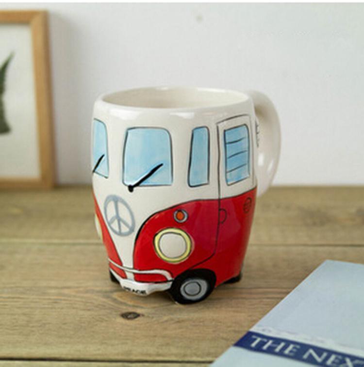 Hippie Bus Cartoon Coffee Mug - 11oz Ceramic in 4 Colors