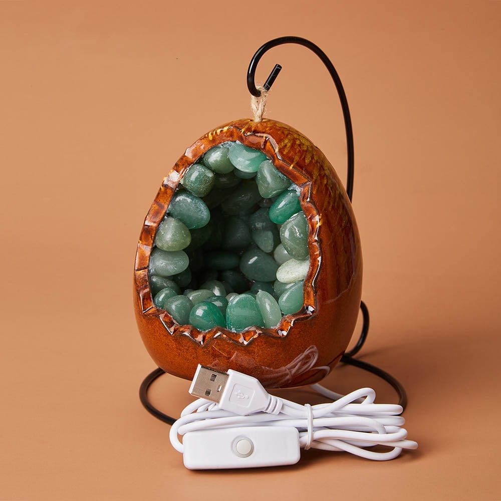 Natural Quartz Dinosaur Egg Lamp with Adjustable Light