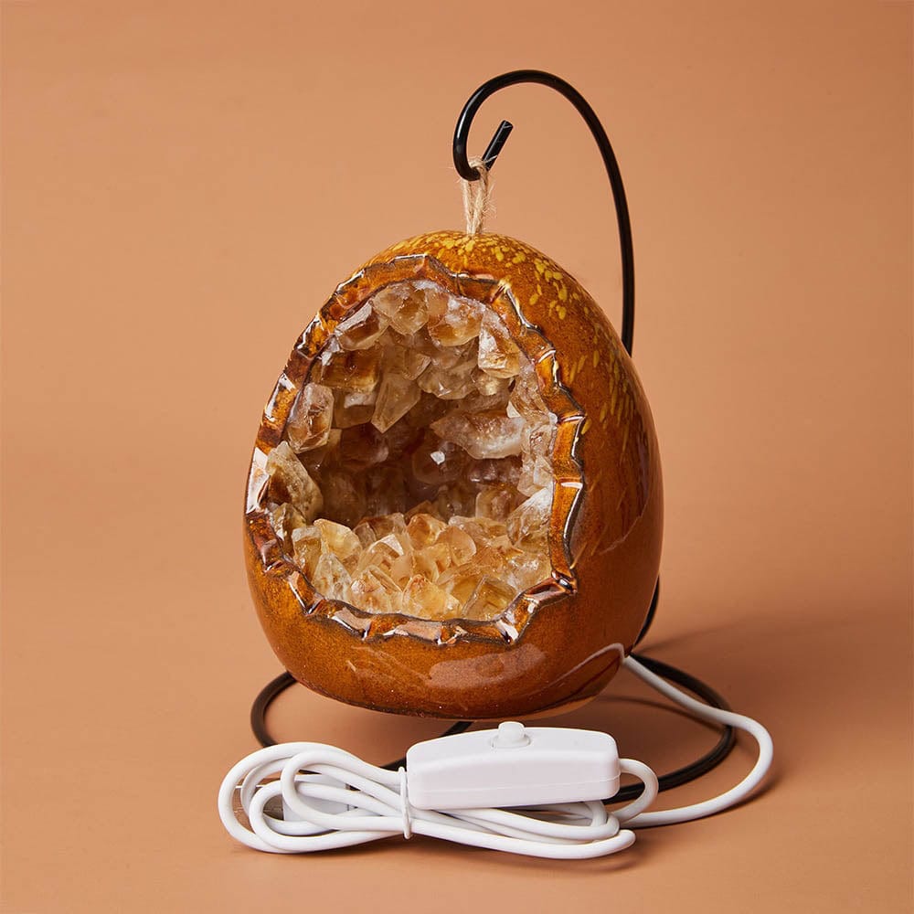 Natural Quartz Dinosaur Egg Lamp with Adjustable Light